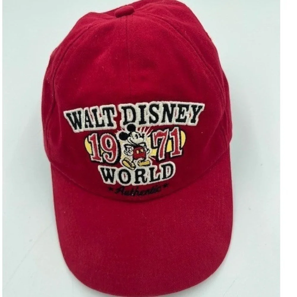 Disney Parks Walt Disney World 1971 Hat Mickey Mouse Red Baseball Cap Strapback
